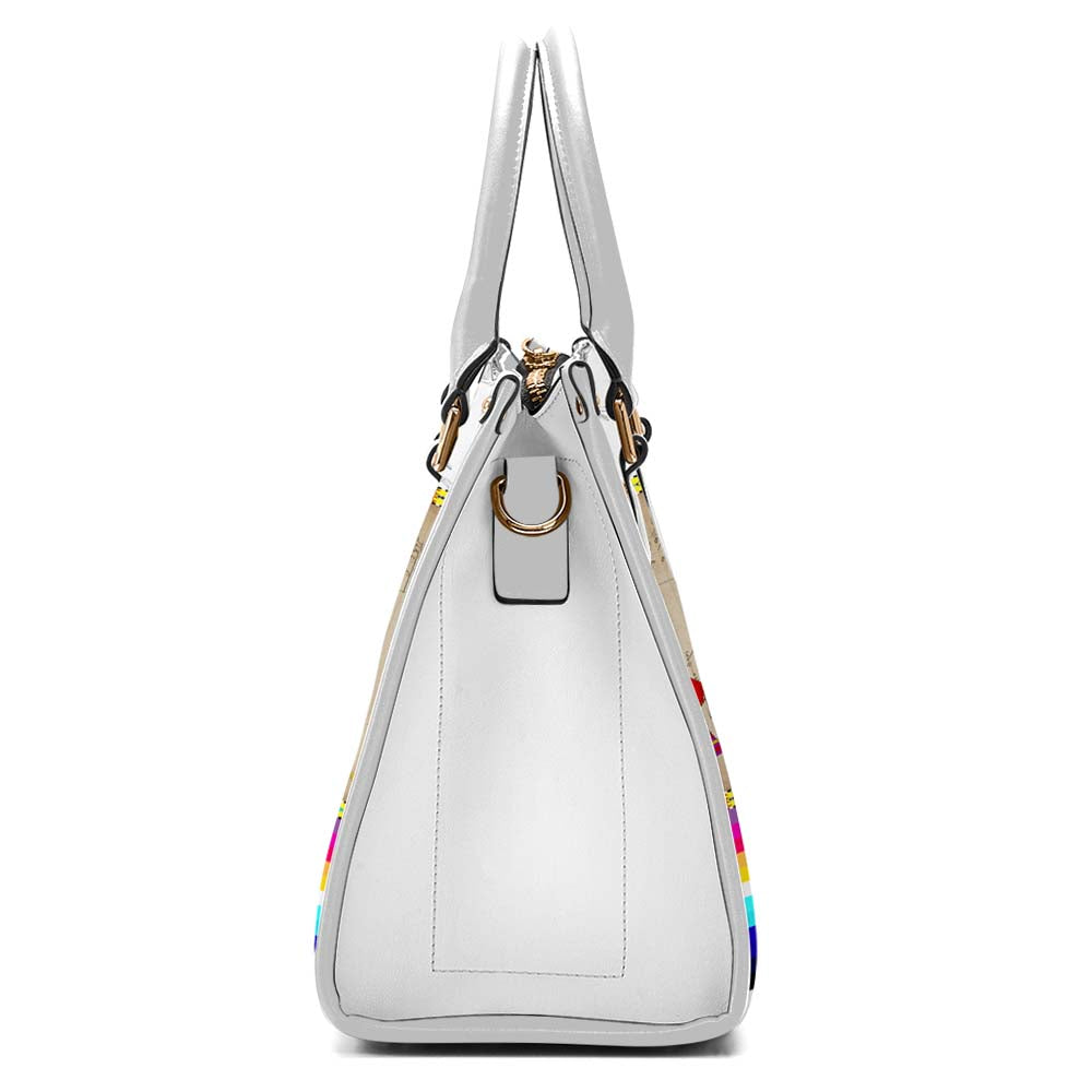 Ledger Round Dance White Convertible Handbag