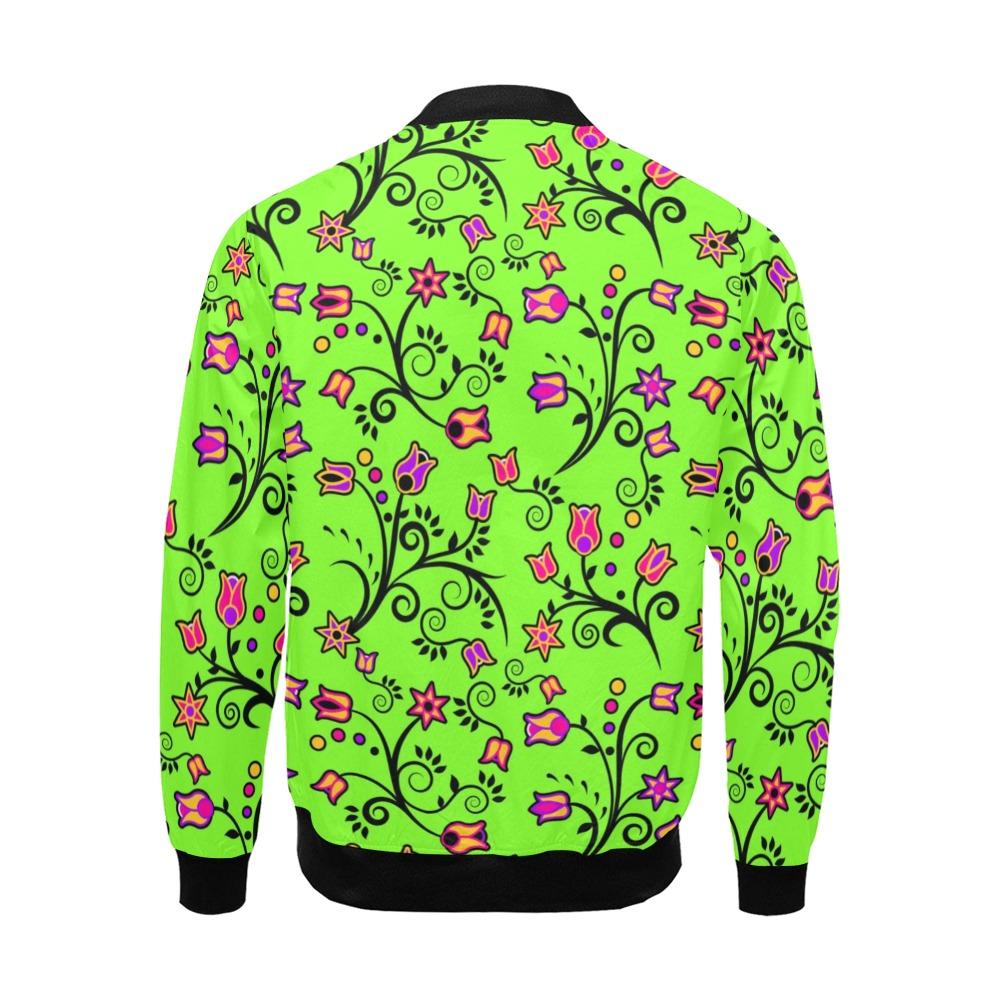 LightGreen Yellow Star All Over Print Bomber Jacket for Men (Model H19) Jacket e-joyer