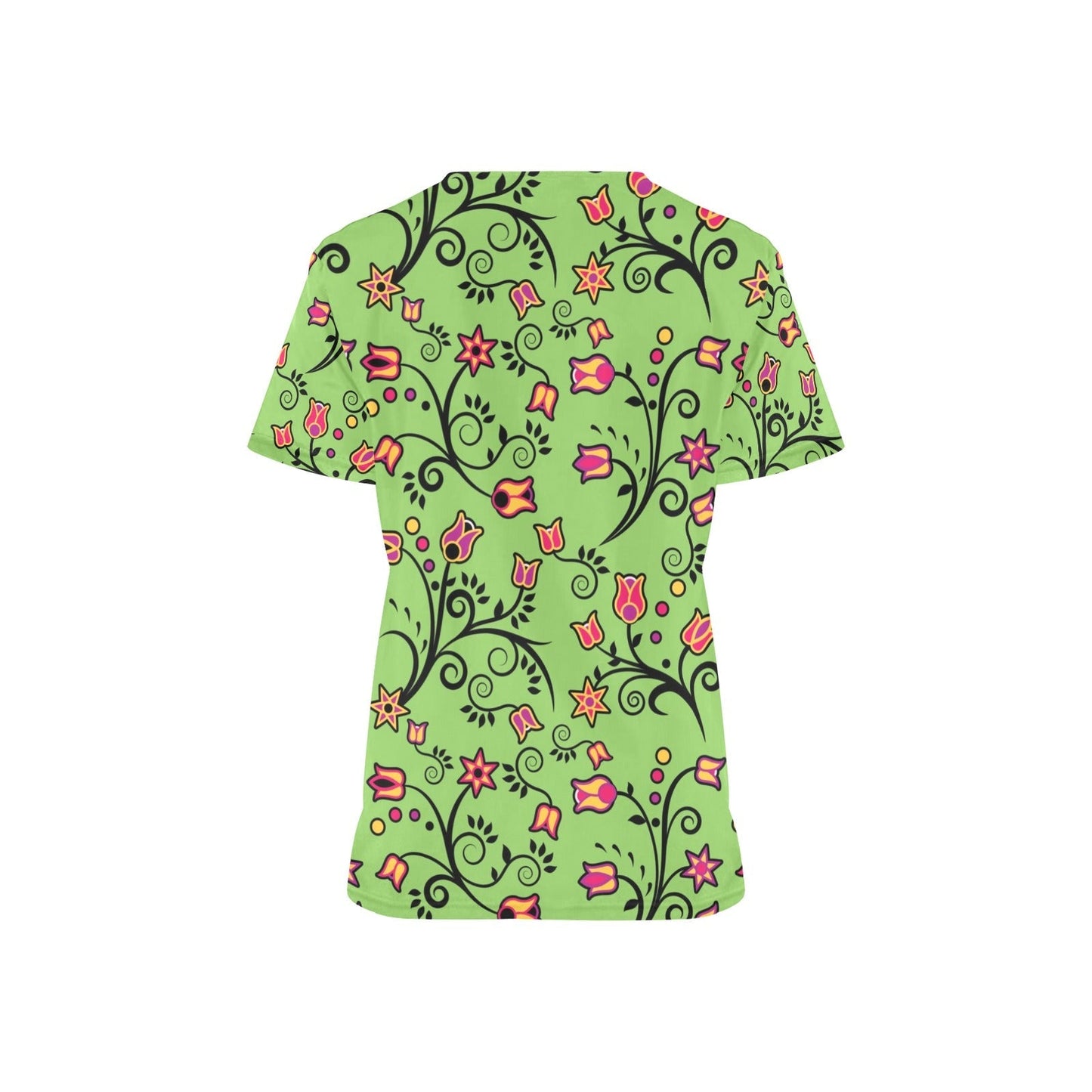 LightGreen Yellow Star All Over Print Scrub Top Scrub Top e-joyer