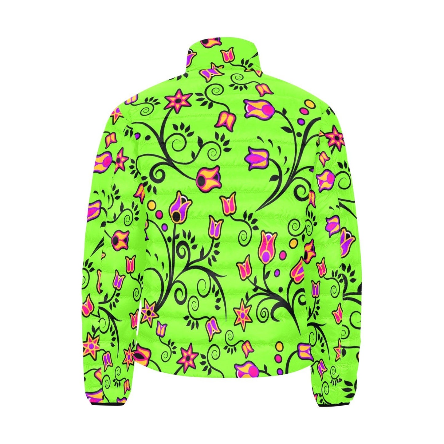 LightGreen Yellow Star Men's Stand Collar Padded Jacket (Model H41) Men's Stand Collar Padded Jacket (H41) e-joyer