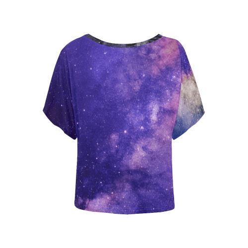 Native Man Blue Women's Batwing-Sleeved Blouse T shirt (Model T44) Women's Batwing-Sleeved Blouse T shirt (T44) e-joyer