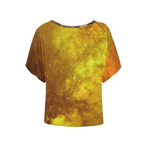 Native Man Gold Women's Batwing-Sleeved Blouse T shirt (Model T44) Women's Batwing-Sleeved Blouse T shirt (T44) e-joyer