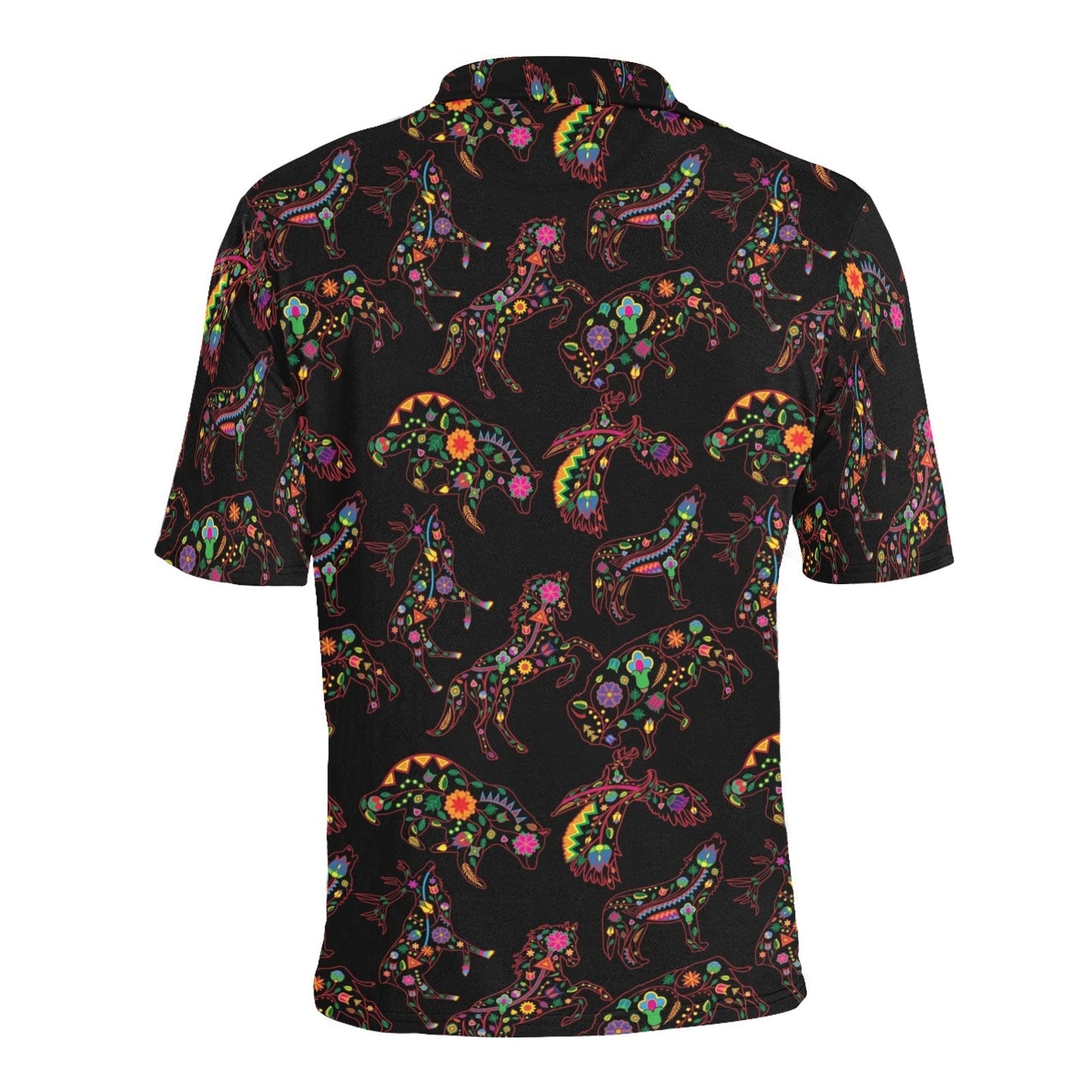 Neon Floral Animals Men's All Over Print Polo Shirt (Model T55) Men's Polo Shirt (Model T55) e-joyer
