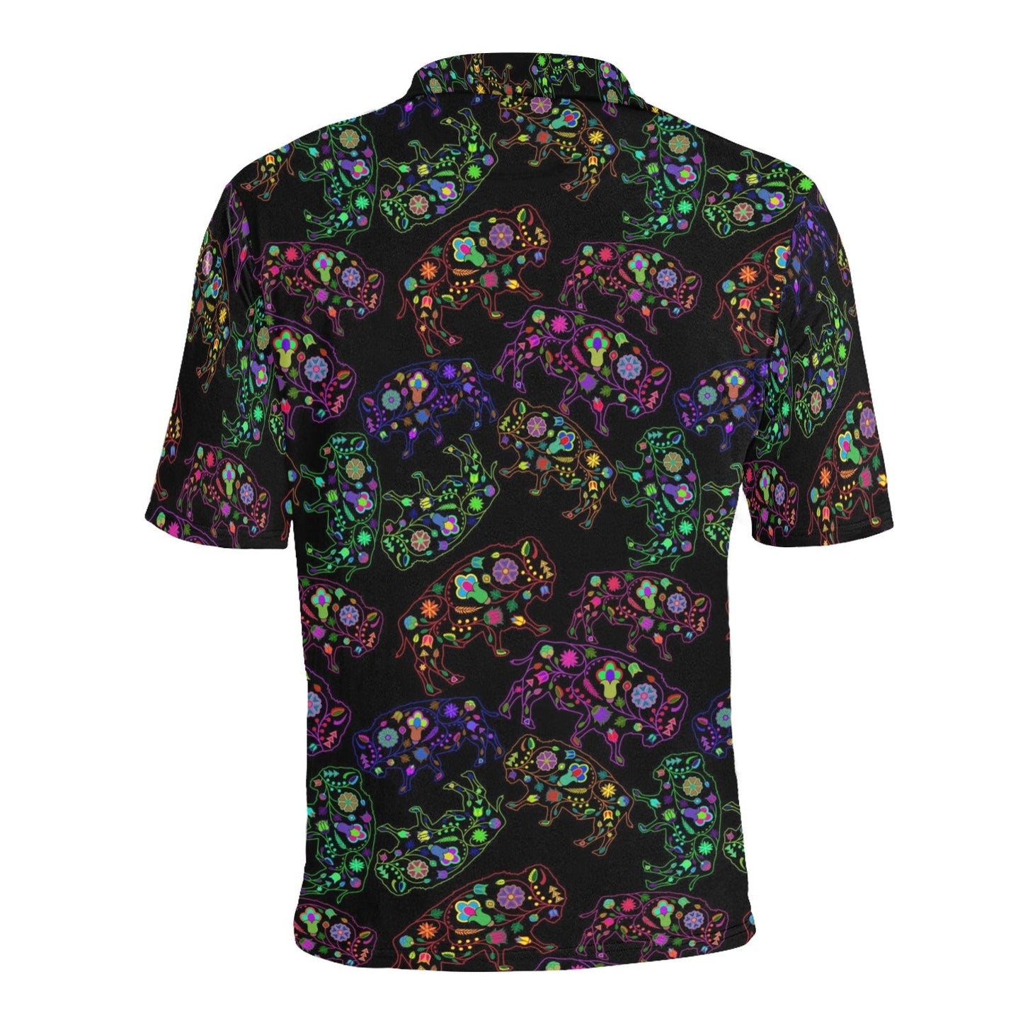 Neon Floral Buffalos Men's All Over Print Polo Shirt (Model T55) Men's Polo Shirt (Model T55) e-joyer
