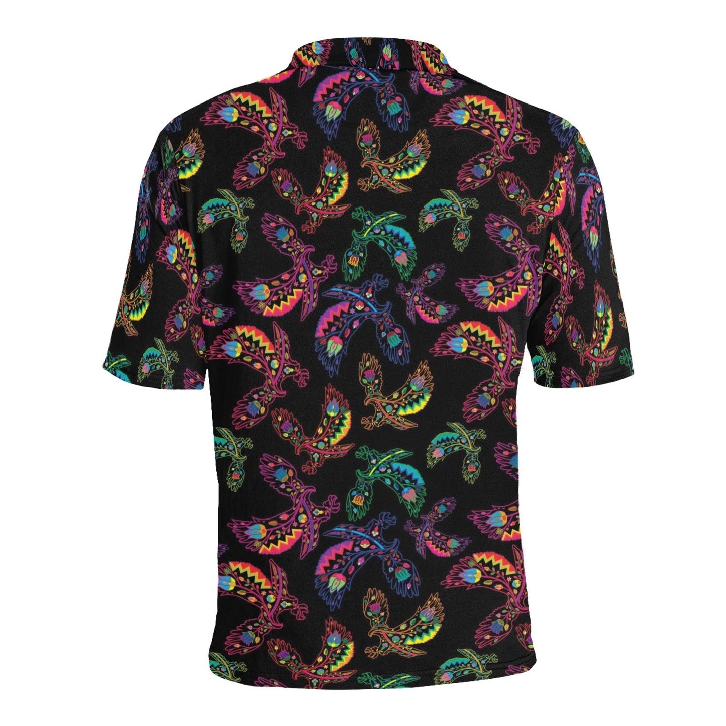 Neon Floral Eagles Men's All Over Print Polo Shirt (Model T55) Men's Polo Shirt (Model T55) e-joyer