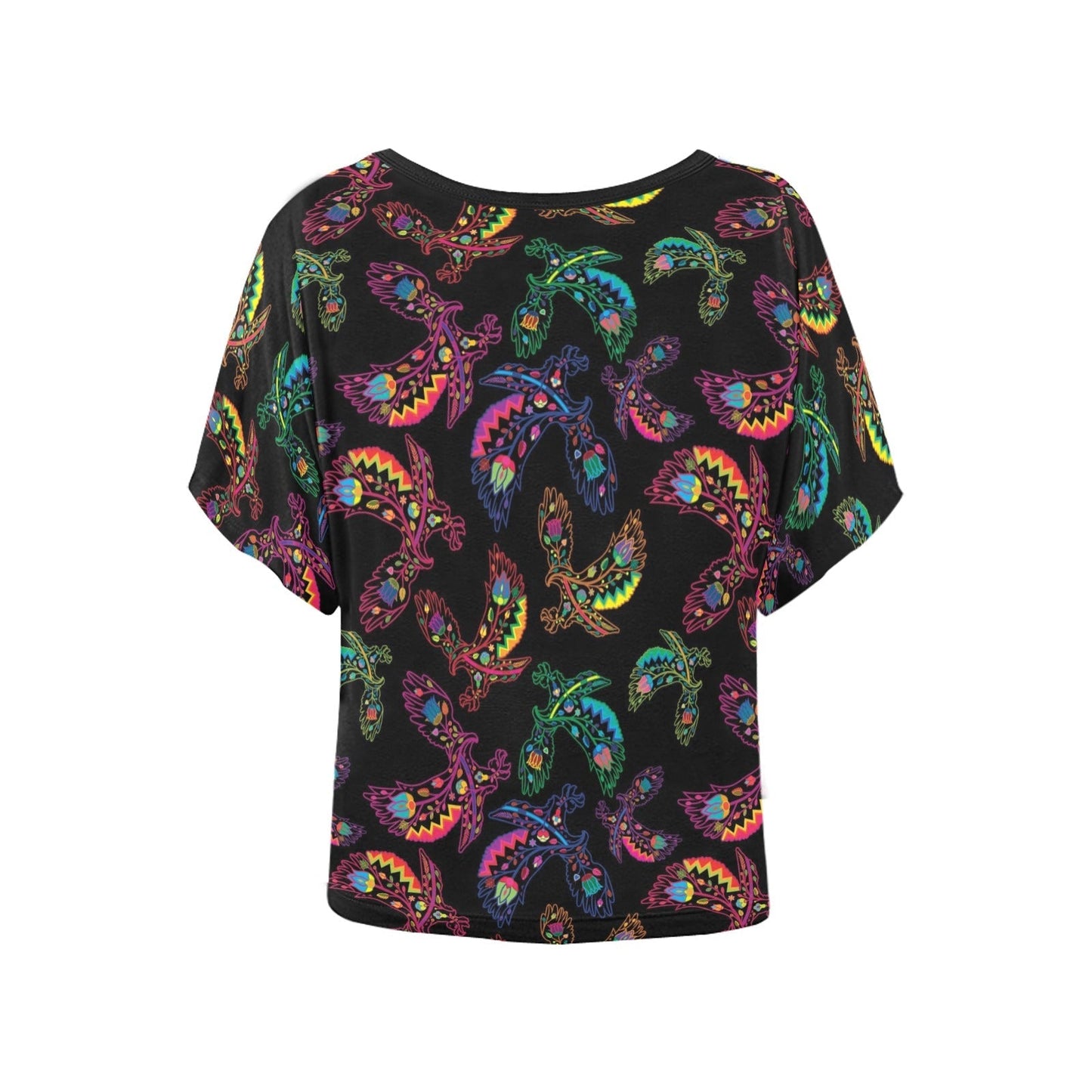 Neon Floral Eagles Women's Batwing-Sleeved Blouse T shirt (Model T44) Women's Batwing-Sleeved Blouse T shirt (T44) e-joyer