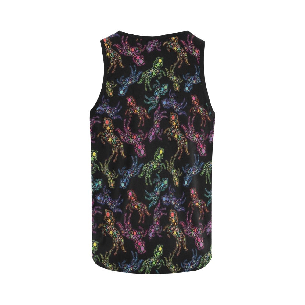 Neon Floral Horses All Over Print Tank Top for Women (Model T43) All Over Print Tank Top for Women (T43) e-joyer