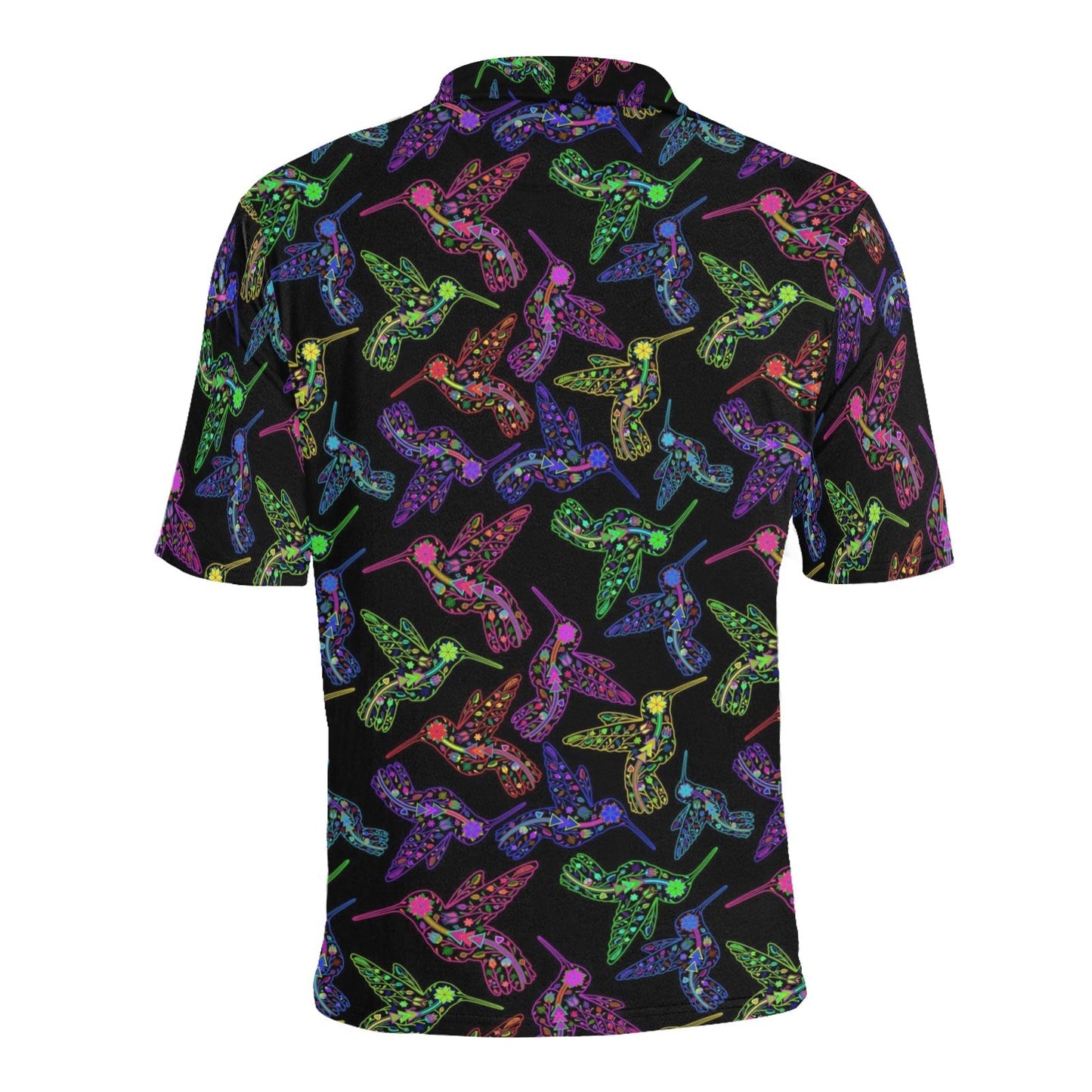 Neon Floral Hummingbirds Men's All Over Print Polo Shirt (Model T55) Men's Polo Shirt (Model T55) e-joyer