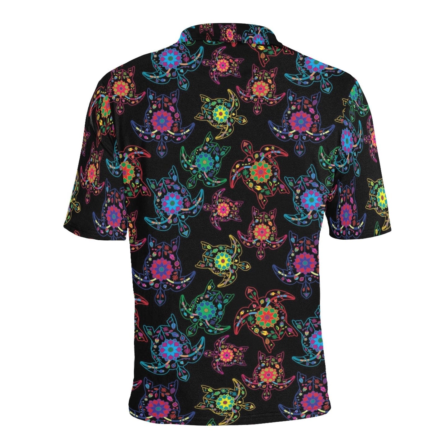 Neon Floral Turtle Men's All Over Print Polo Shirt (Model T55) Men's Polo Shirt (Model T55) e-joyer