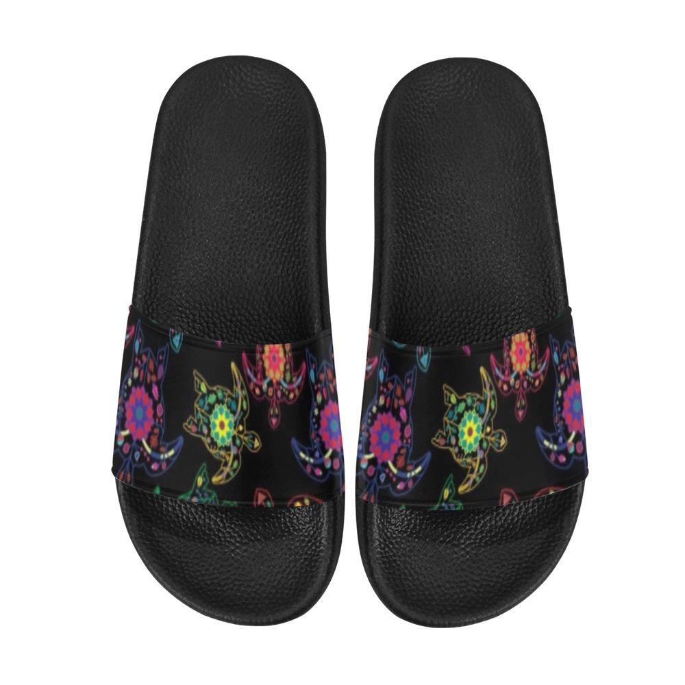 Neon Floral Turtles Slide Sandals by 49 Dzine