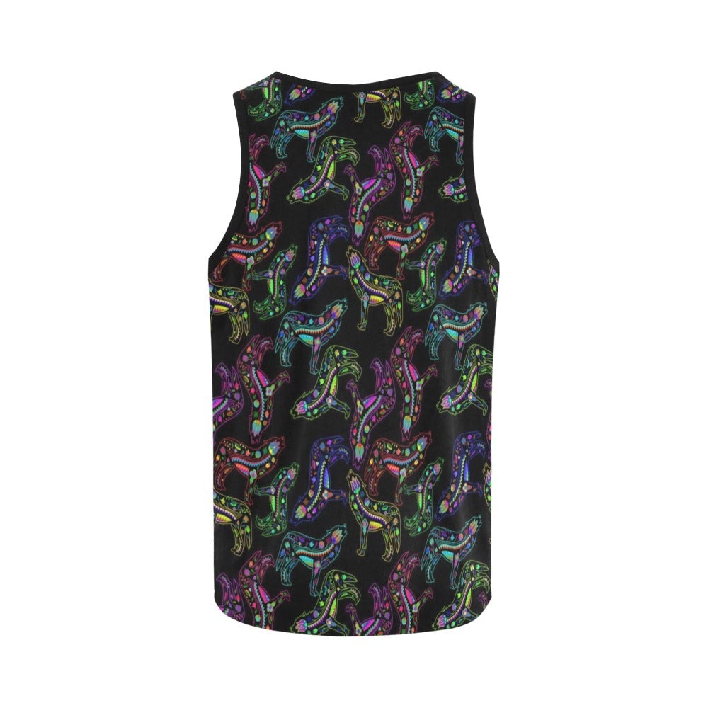 Neon Floral Wolves All Over Print Tank Top for Women (Model T43) All Over Print Tank Top for Women (T43) e-joyer