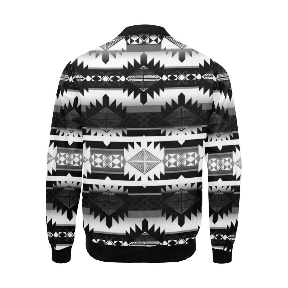 Okotoks Black and White All Over Print Bomber Jacket for Men/Large Size (Model H19) All Over Print Bomber Jacket for Men/Large (H19) e-joyer
