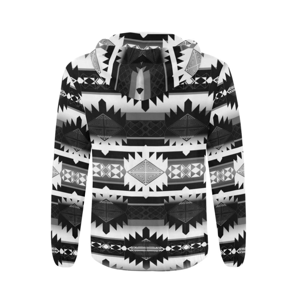 Okotoks Black and White All Over Print Full Zip Hoodie for Men (Model H14) All Over Print Full Zip Hoodie for Men (H14) e-joyer