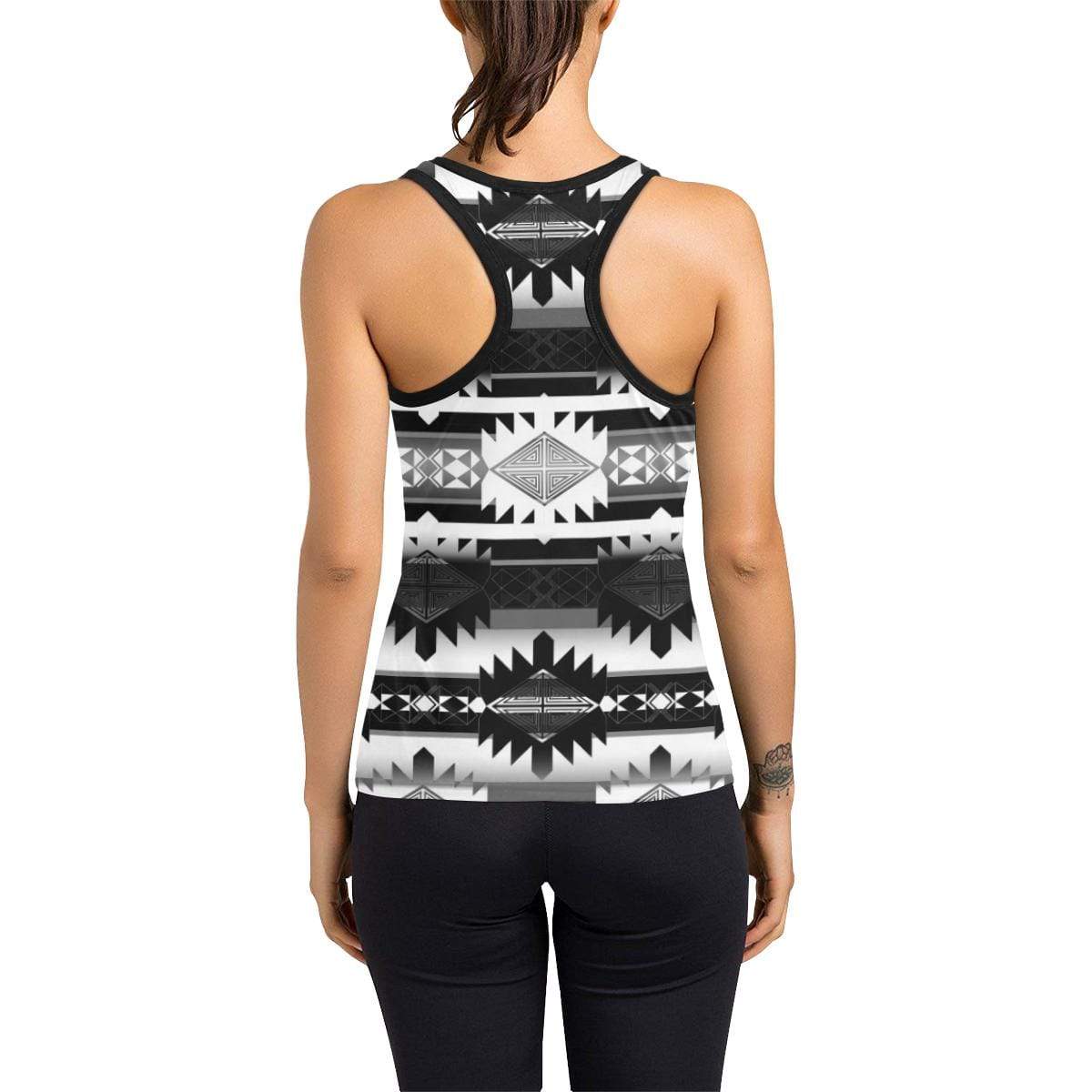 Okotoks Black and White Women's Racerback Tank Top (Model T60) Racerback Tank Top (T60) e-joyer