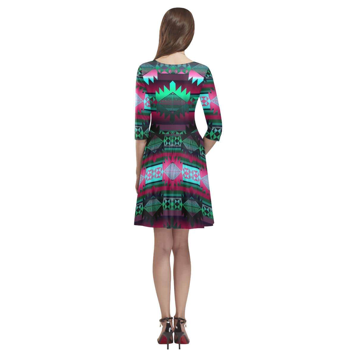 Okotoks Horizon Tethys Half-Sleeve Skater Dress(Model D20) Tethys Half-Sleeve Skater Dress (D20) e-joyer