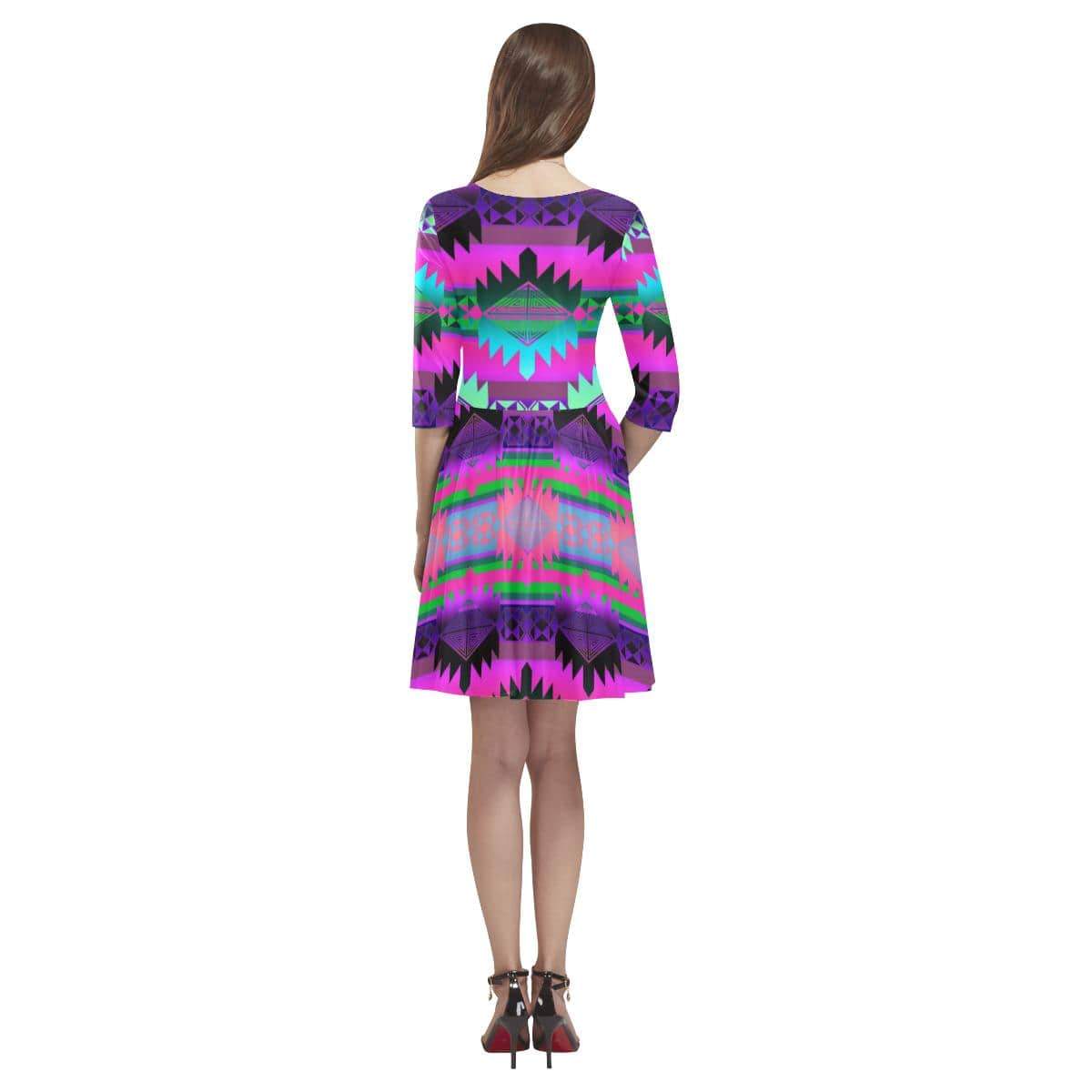 Okotoks Summer Tethys Half-Sleeve Skater Dress(Model D20) Tethys Half-Sleeve Skater Dress (D20) e-joyer