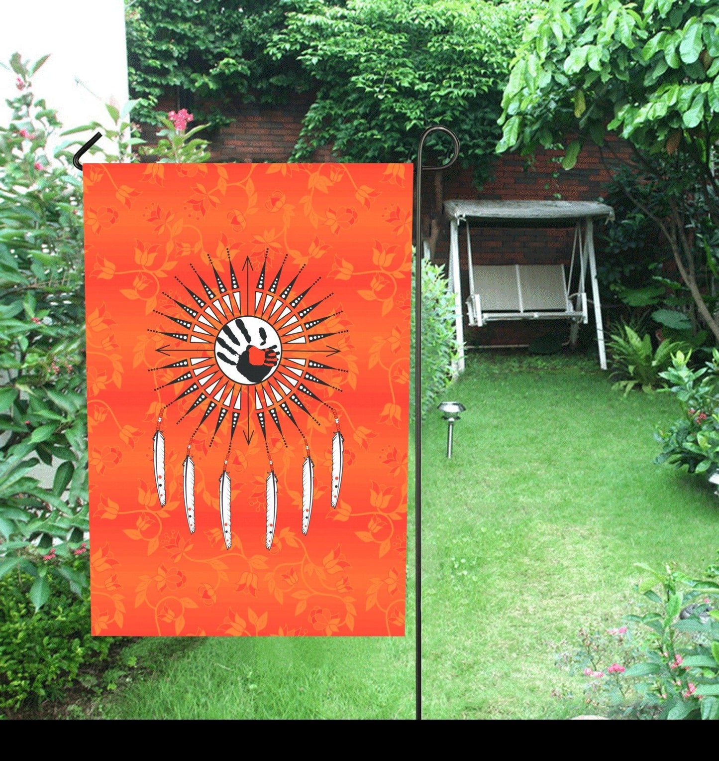 Orange Days Orange - Feather Directions Garden Flag 28''x40'' (Two Sides Printing) Garden Flag 28‘’x40‘’ (Two Sides) e-joyer