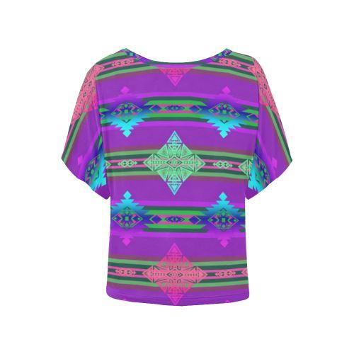 Plateau Quillwork Women's Batwing-Sleeved Blouse T shirt (Model T44) Women's Batwing-Sleeved Blouse T shirt (T44) e-joyer