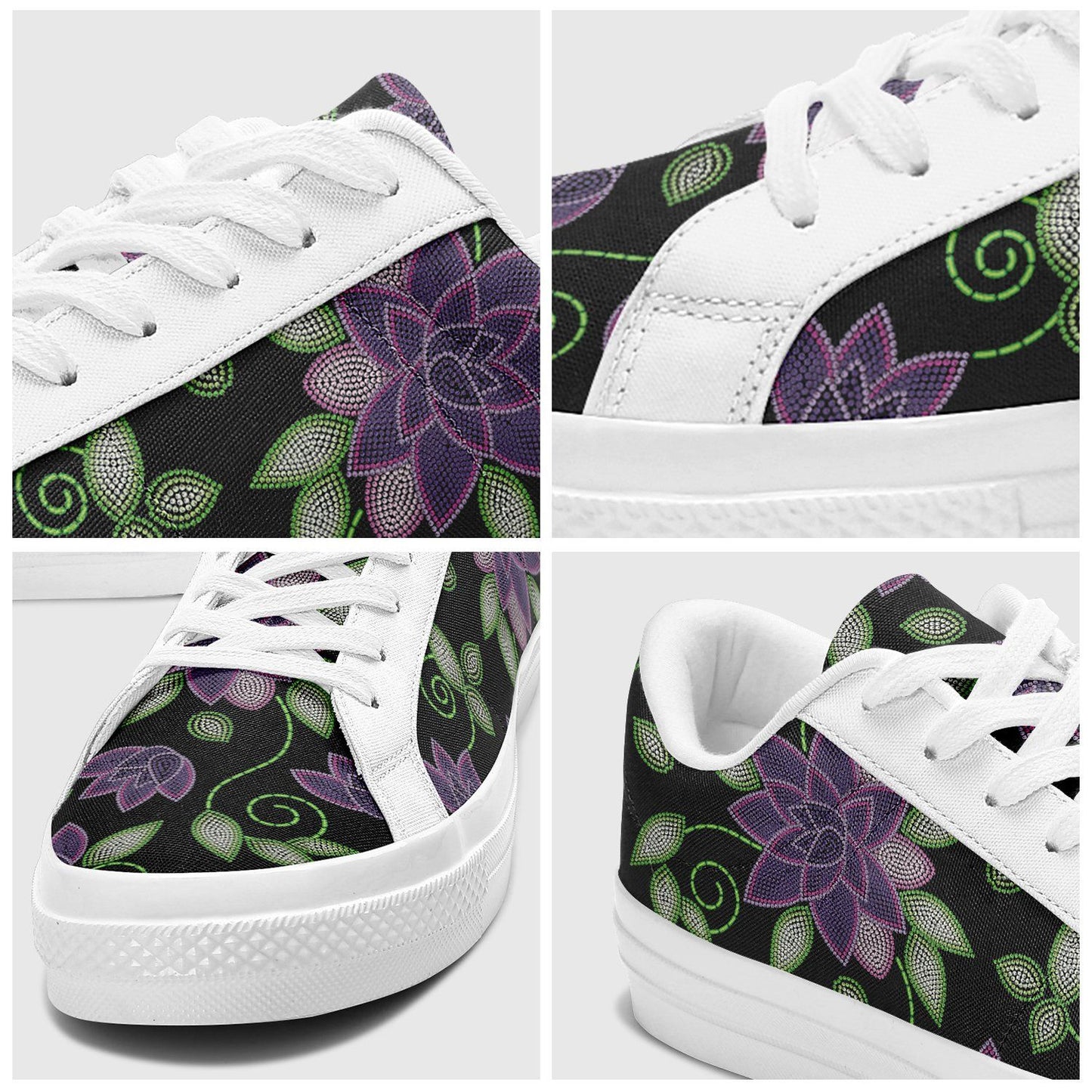 Purple Beaded Rose Aapisi Low Top Canvas Shoes White Sole aapisi Herman