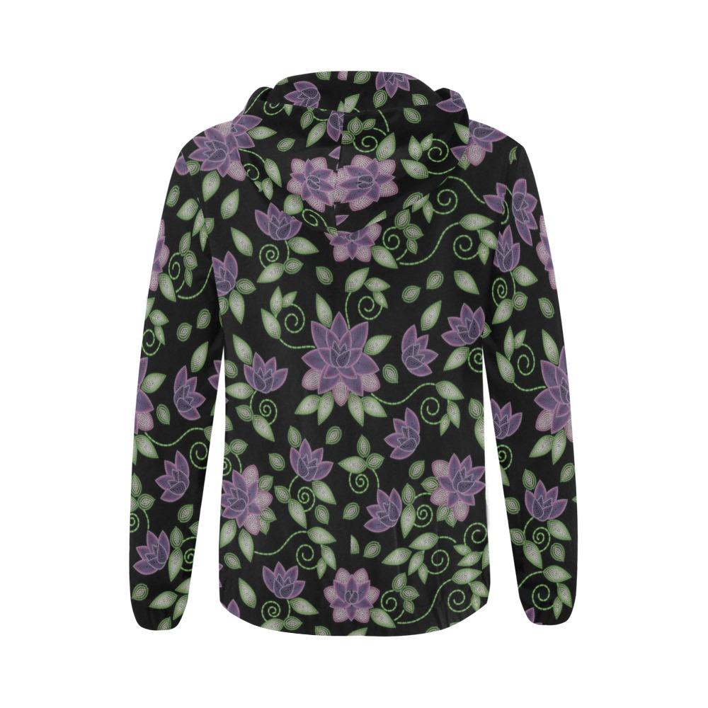 Purple Beaded Rose All Over Print Full Zip Hoodie for Women (Model H14) All Over Print Full Zip Hoodie for Women (H14) e-joyer