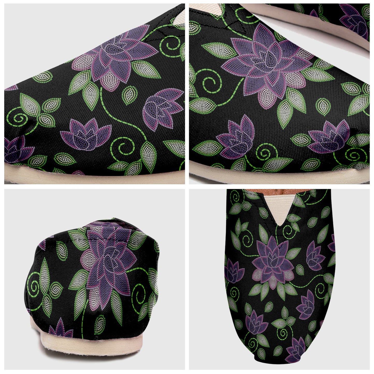 Purple Beaded Rose Casual Unisex Slip On Shoe Herman