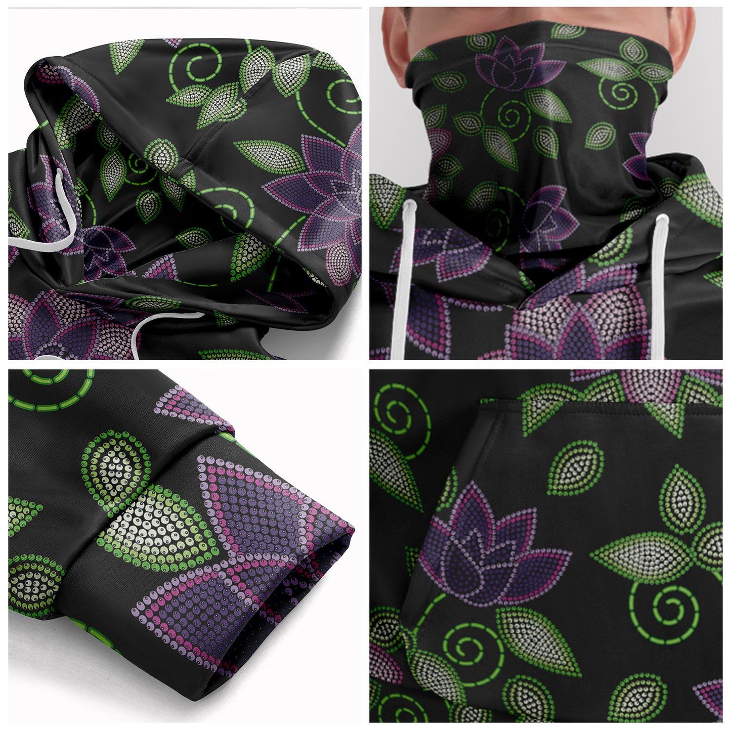 Purple Beaded Rose Hoodie with Face Cover 49 Dzine