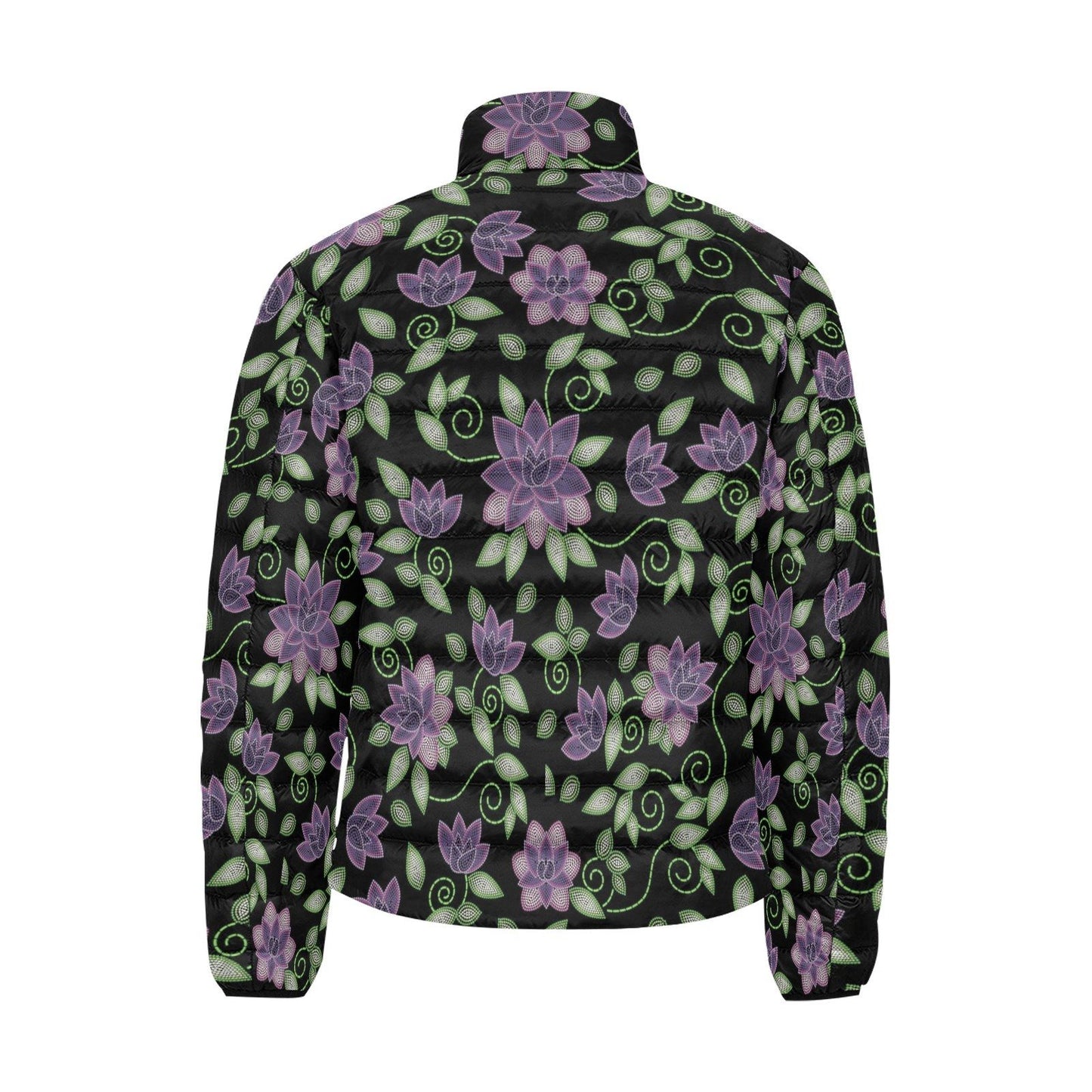 Purple Beaded Rose Men's Stand Collar Padded Jacket (Model H41) Men's Stand Collar Padded Jacket (H41) e-joyer