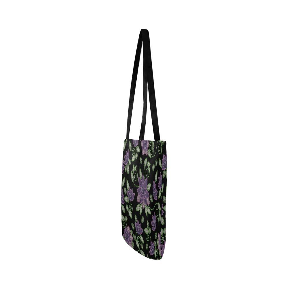 Purple Beaded Rose Reusable Shopping Bag Model 1660 (Two sides) Shopping Tote Bag (1660) e-joyer
