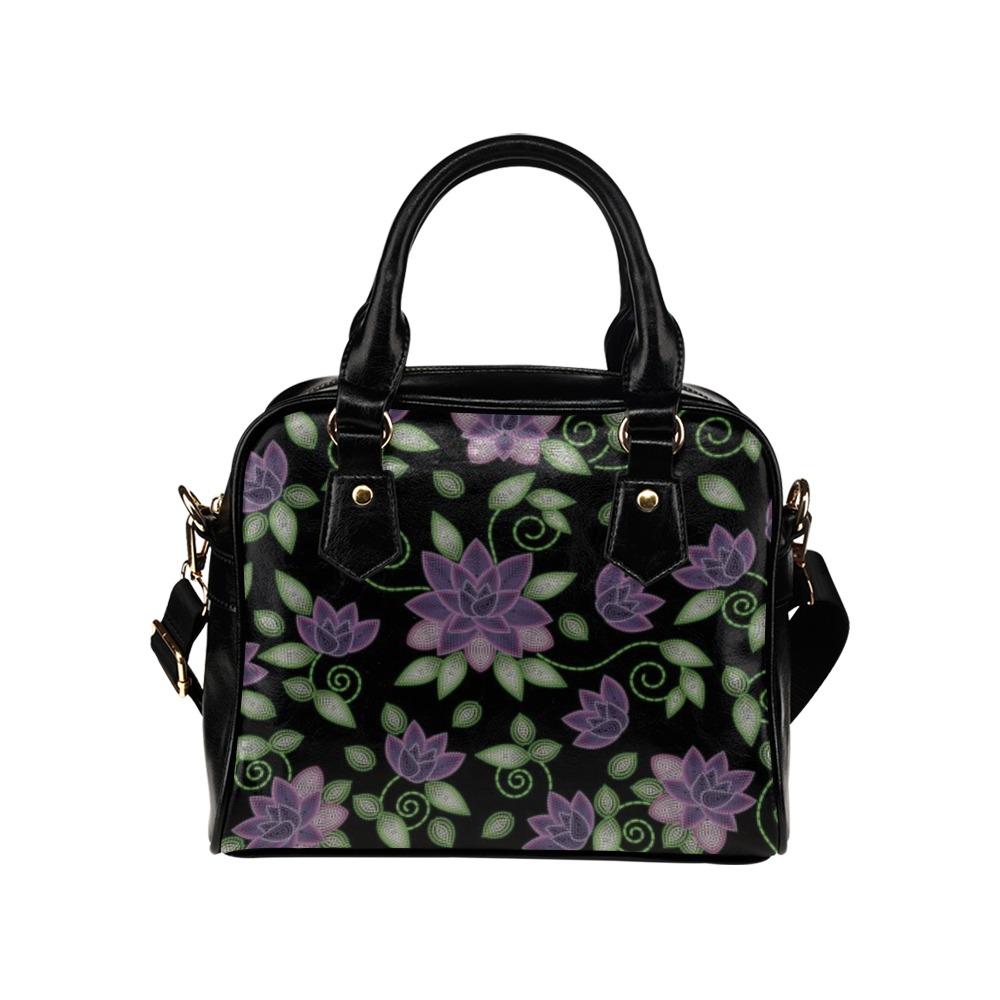 Purple Beaded Rose Shoulder Handbag (Model 1634) Shoulder Handbags (1634) e-joyer