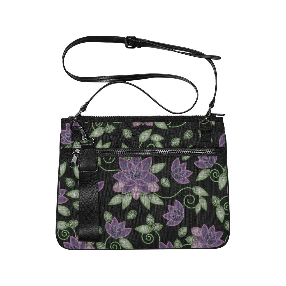 Purple Beaded Rose Slim Clutch Bag (Model 1668) Slim Clutch Bags (1668) e-joyer