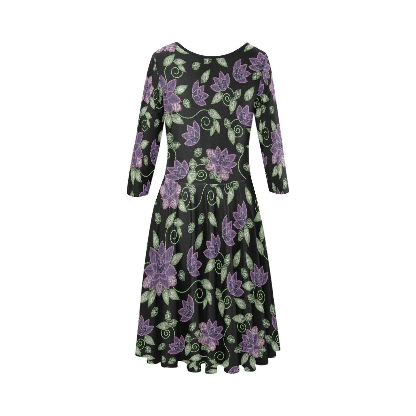 Purple Beaded Rose Tethys Half-Sleeve Skater Dress(Model D20) Tethys Half-Sleeve Skater Dress (D20) e-joyer