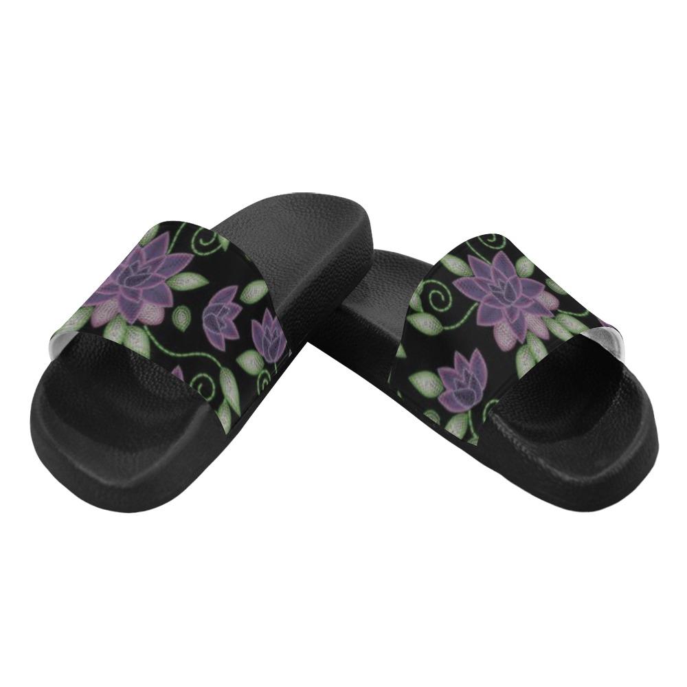 Purple Beaded Rose Women's Slide Sandals (Model 057) Women's Slide Sandals (057) e-joyer
