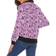 Load image into Gallery viewer, Purple Floral Amour All Over Print Bomber Jacket for Women (Model H19) All Over Print Bomber Jacket for Women (H19) e-joyer 
