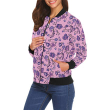 Load image into Gallery viewer, Purple Floral Amour All Over Print Bomber Jacket for Women (Model H19) All Over Print Bomber Jacket for Women (H19) e-joyer 
