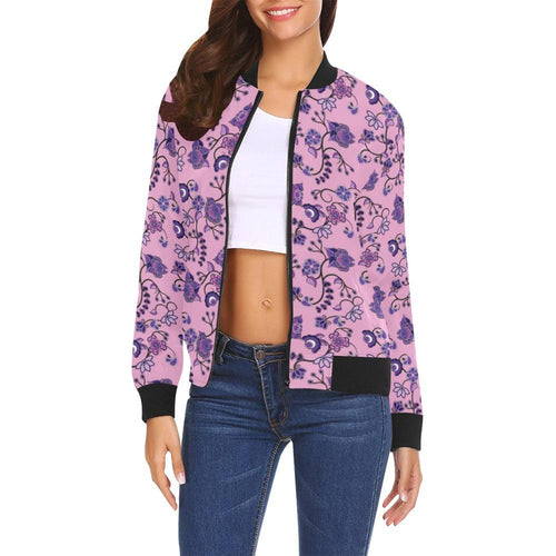 Purple Floral Amour All Over Print Bomber Jacket for Women (Model H19) All Over Print Bomber Jacket for Women (H19) e-joyer 