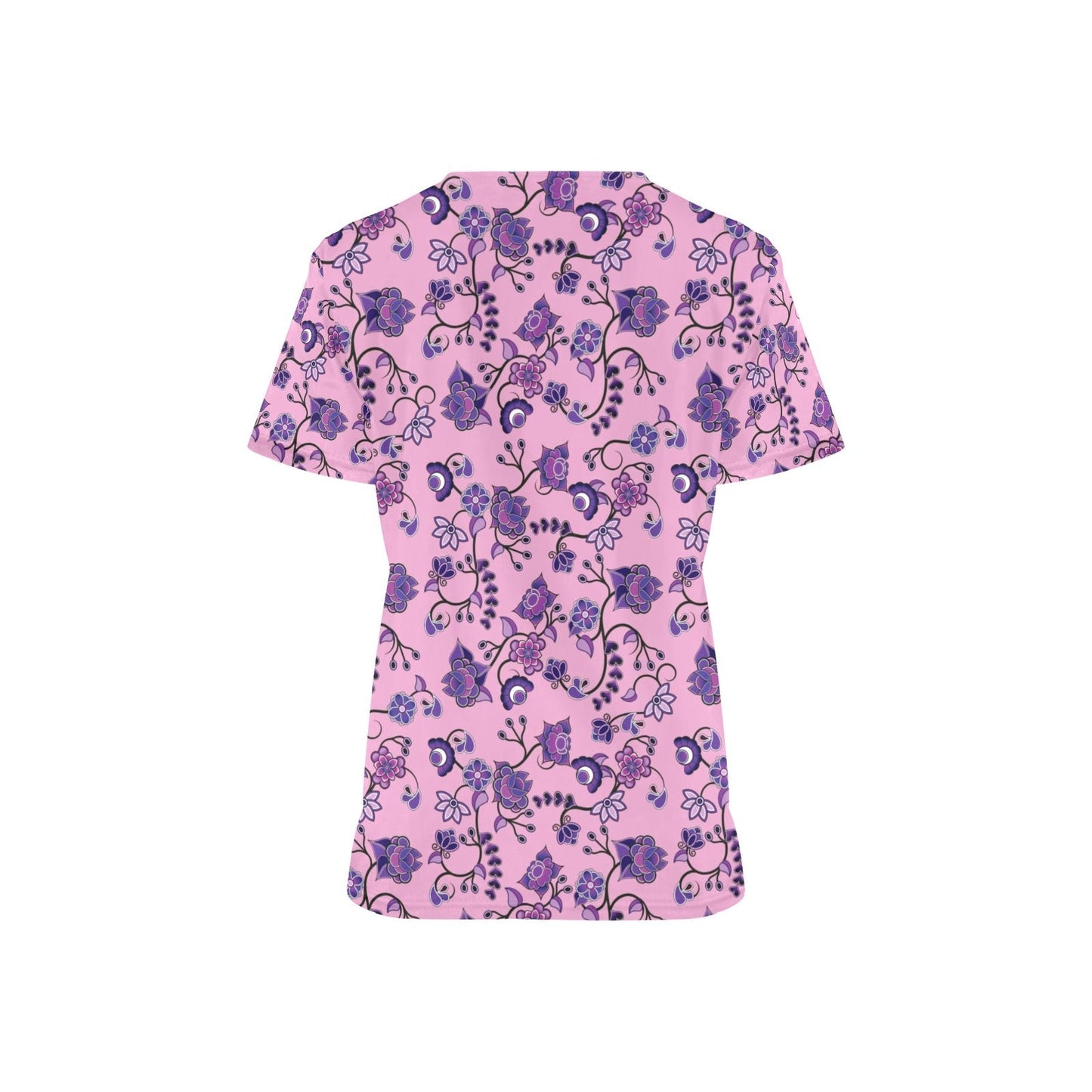 Purple Floral Amour All Over Print Scrub Top Scrub Top e-joyer
