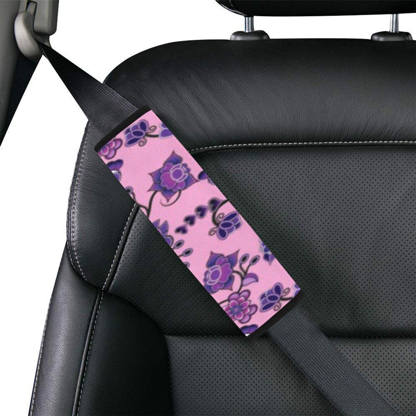 Purple Floral Amour Car Seat Belt Cover 7''x12.6'' (Pack of 2) Car Seat Belt Cover 7x12.6 (Pack of 2) e-joyer