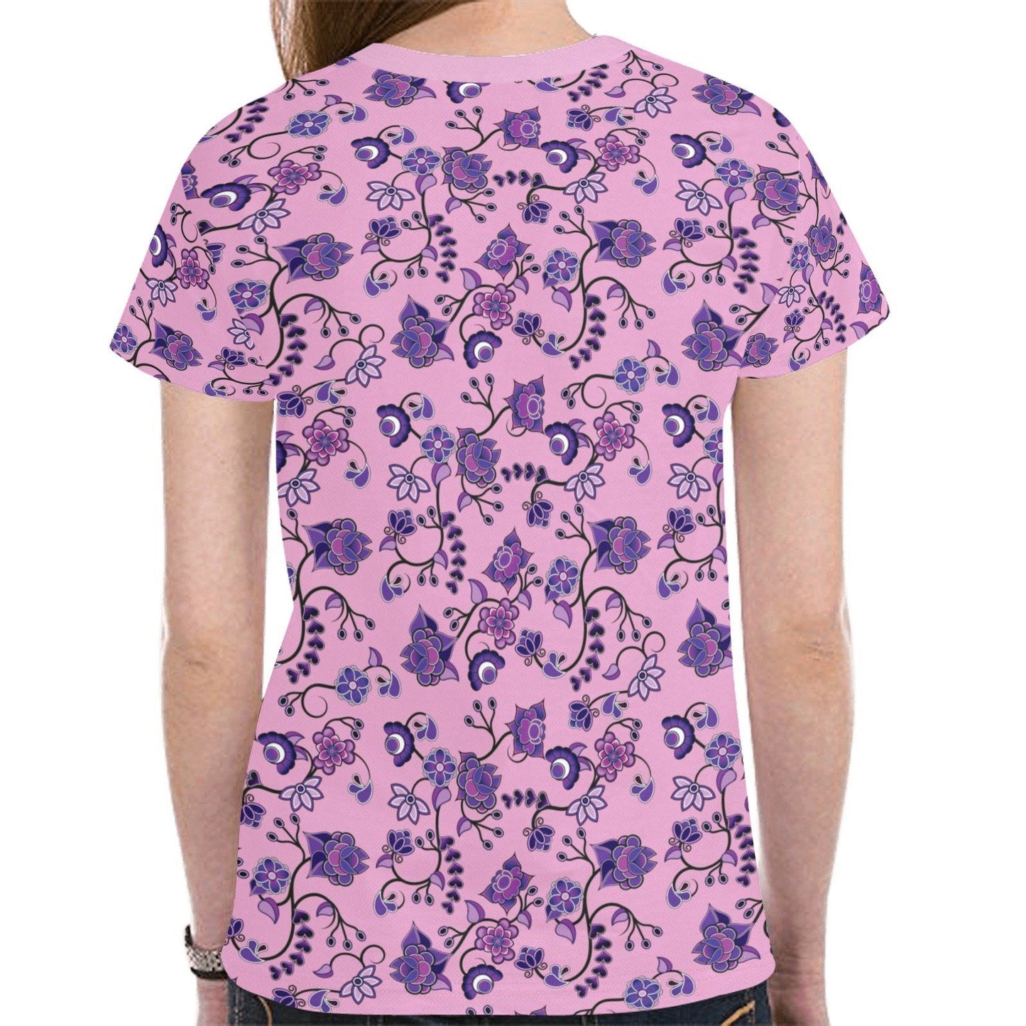 Purple Floral Amour New All Over Print T-shirt for Women (Model T45) tshirt e-joyer