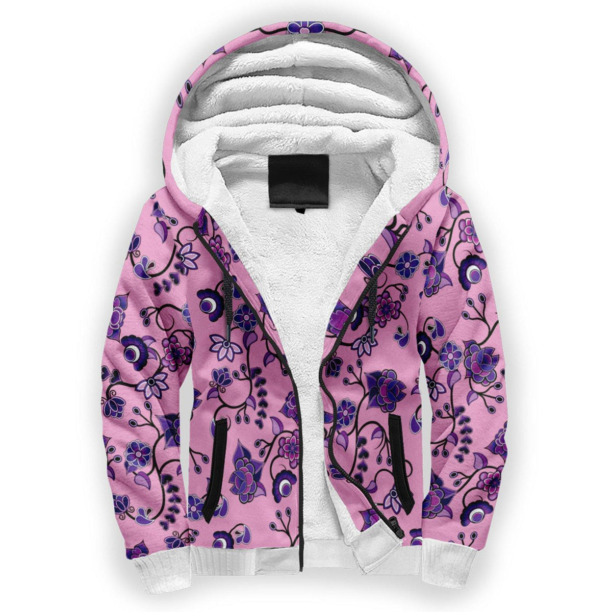 Purple Floral Amour Sherpa Hoodie by 49 Dzine