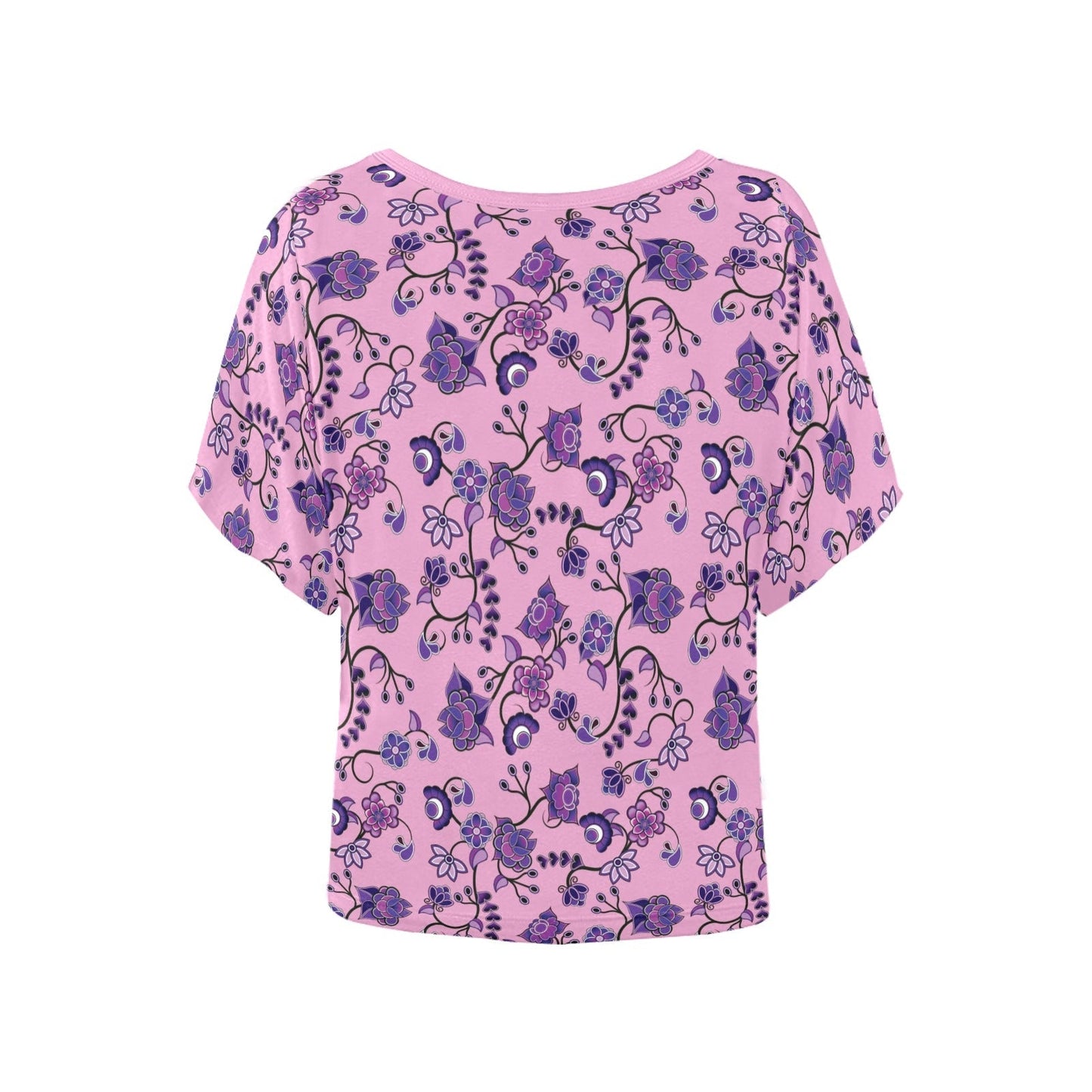 Purple Floral Amour Women's Batwing-Sleeved Blouse T shirt (Model T44) Women's Batwing-Sleeved Blouse T shirt (T44) e-joyer