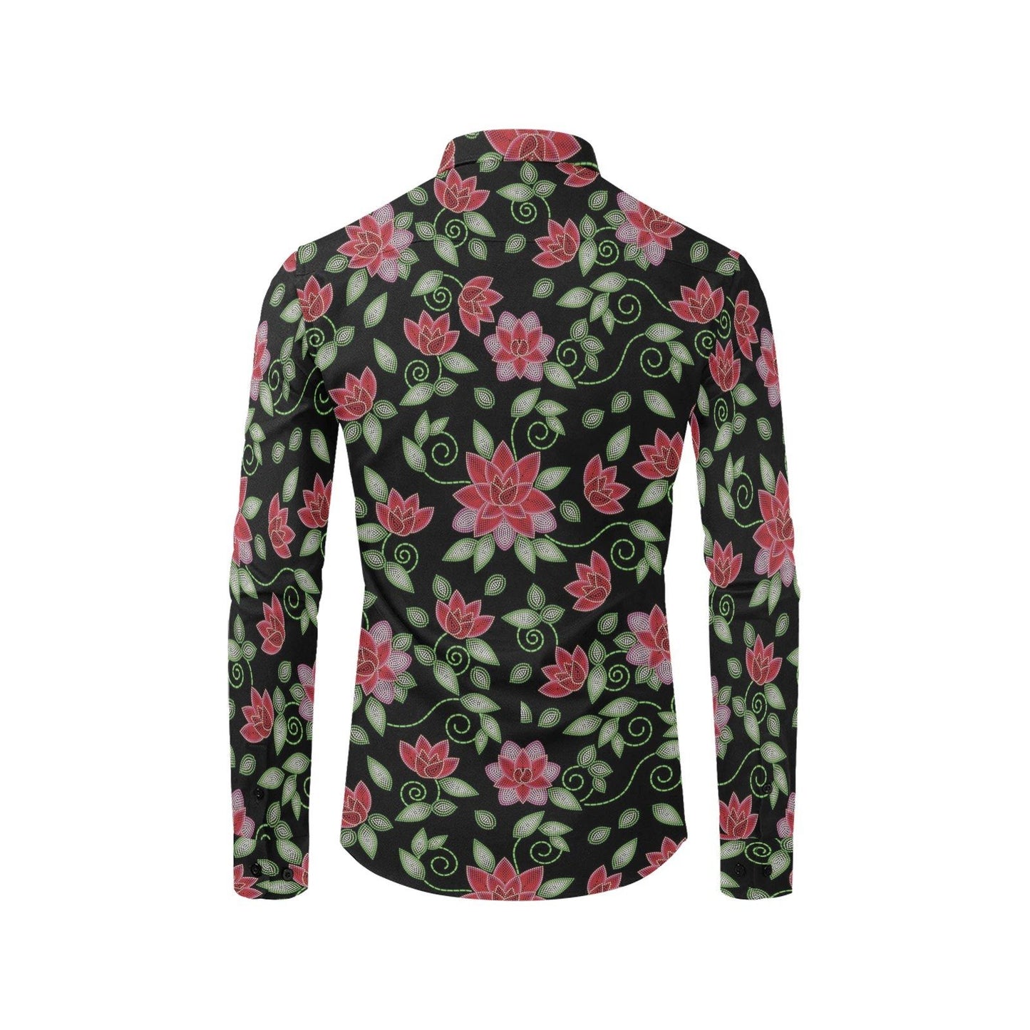 Red Beaded Rose Men's All Over Print Casual Dress Shirt (Model T61) Men's Dress Shirt (T61) e-joyer