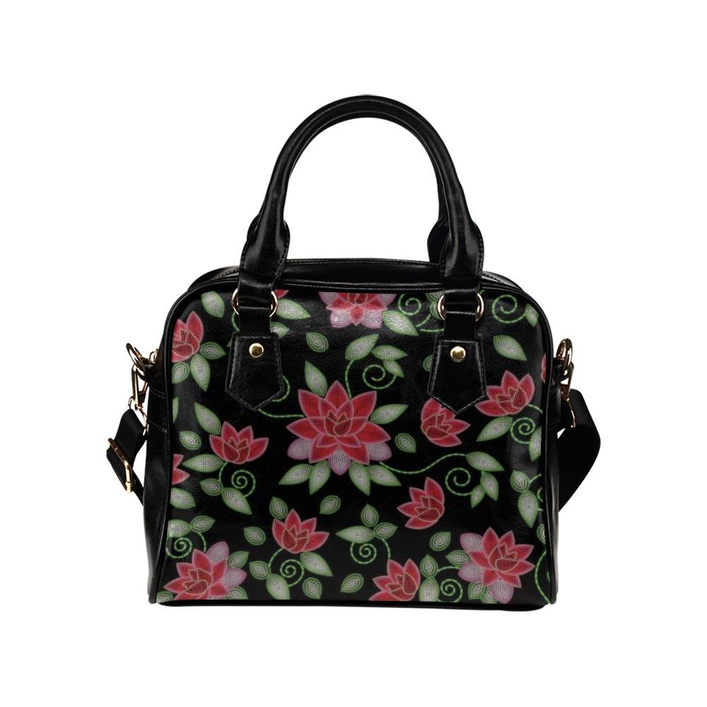 Red Beaded Rose Shoulder Handbag (Model 1634) Shoulder Handbags (1634) e-joyer
