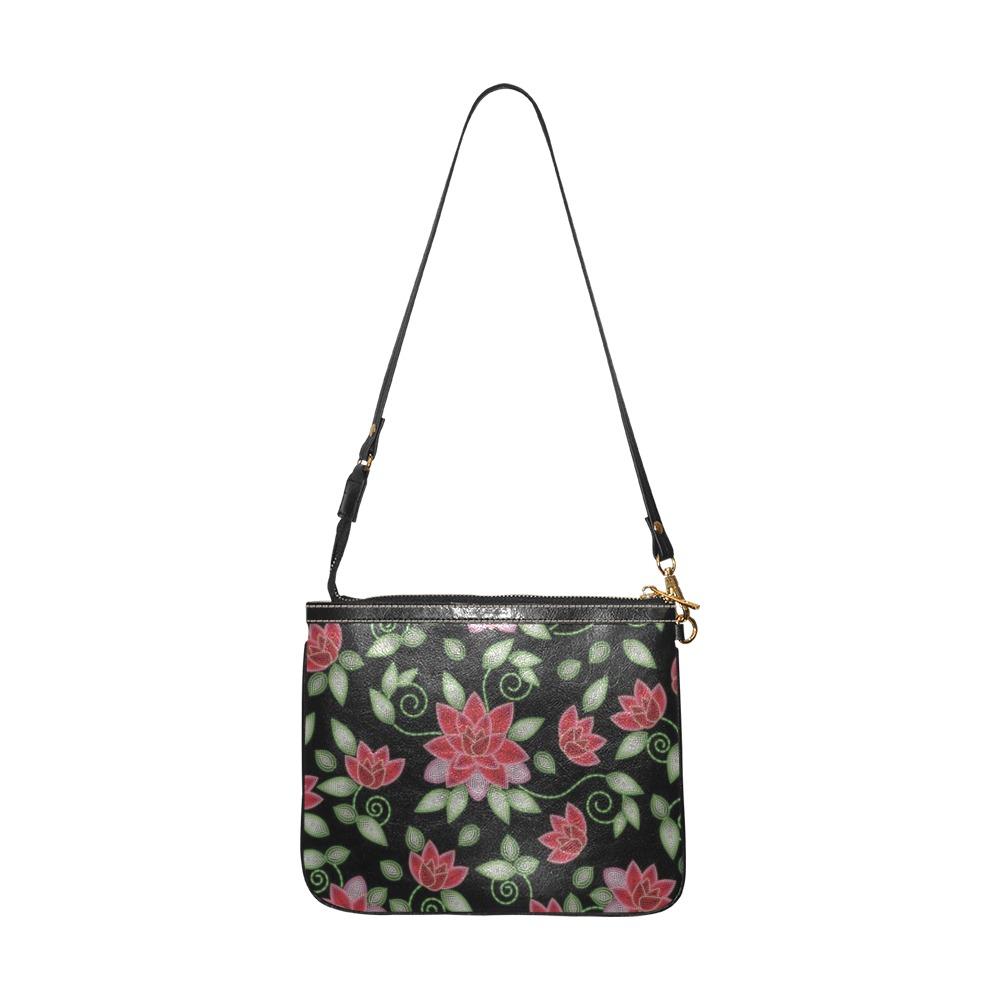 Red Beaded Rose Small Shoulder Bag (Model 1710) Small Shoulder Bag (1710) e-joyer