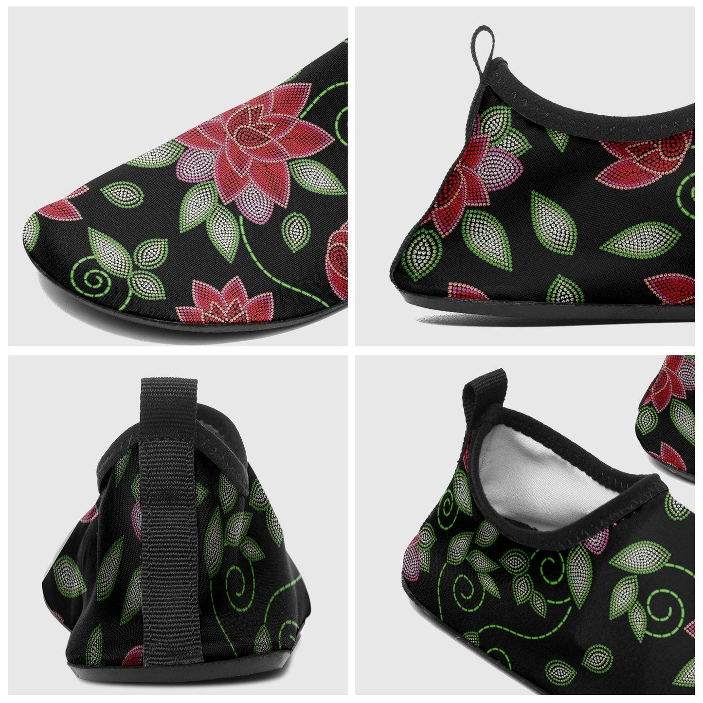 Red Beaded Rose Sockamoccs Slip On Shoes Herman