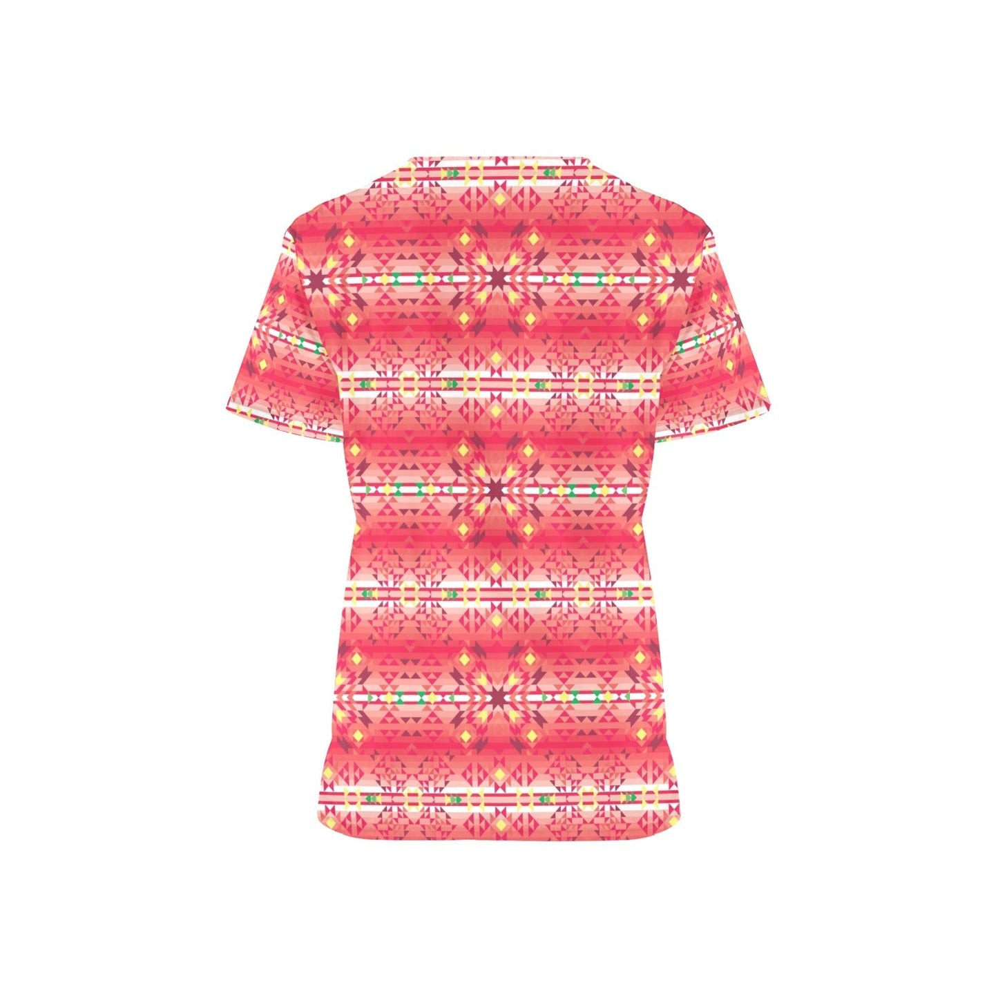 Red Pink Star All Over Print Scrub Top Scrub Top e-joyer