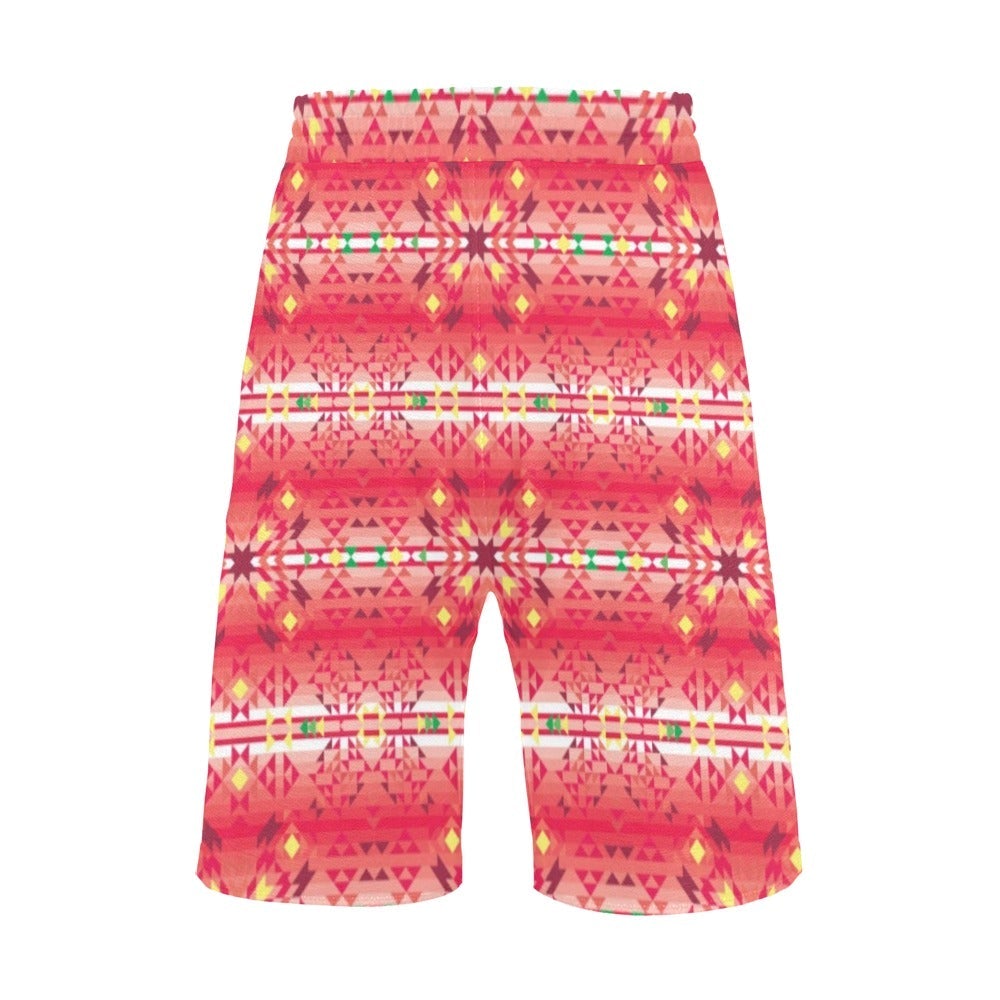 Red Pink Star Men's All Over Print Casual Shorts (Model L23) short e-joyer