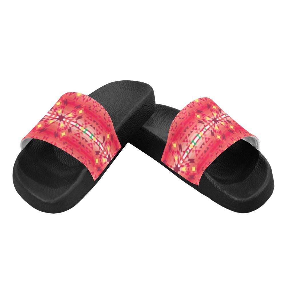 Red Pink Star Men's Slide Sandals (Model 057) sandals e-joyer