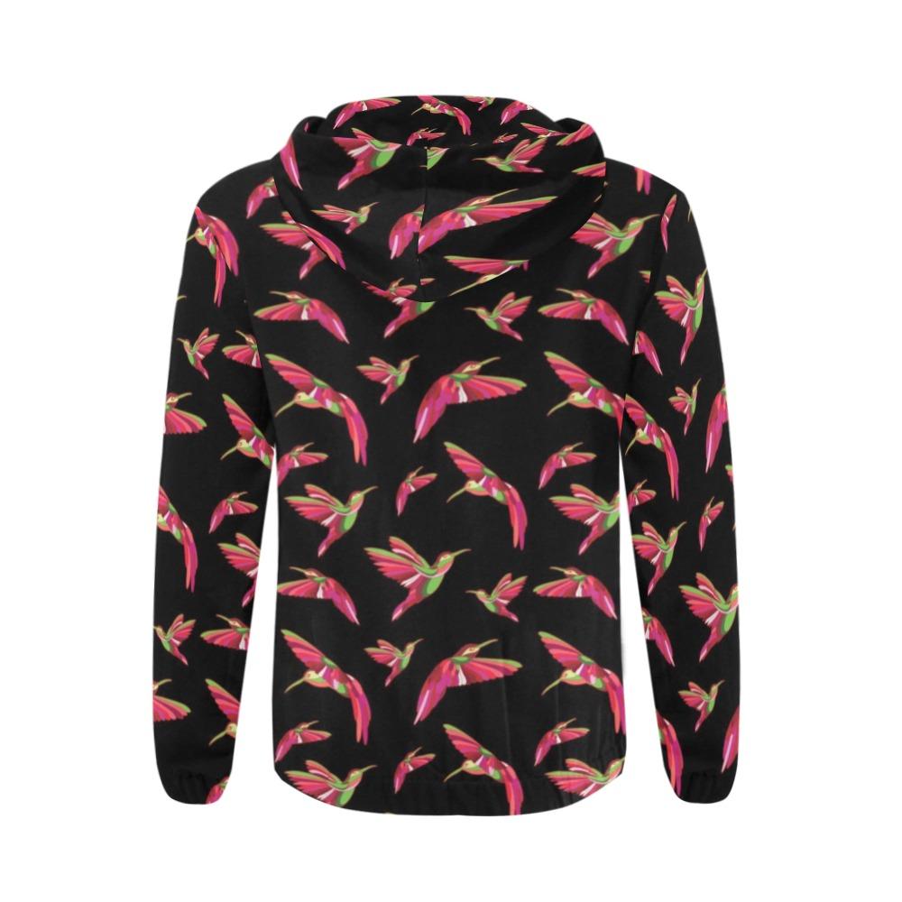 Red Swift Colourful Black All Over Print Full Zip Hoodie for Men (Model H14) All Over Print Full Zip Hoodie for Men (H14) e-joyer