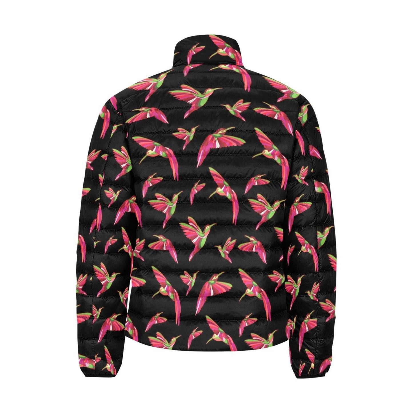 Red Swift Colourful Black Men's Stand Collar Padded Jacket (Model H41) Men's Stand Collar Padded Jacket (H41) e-joyer