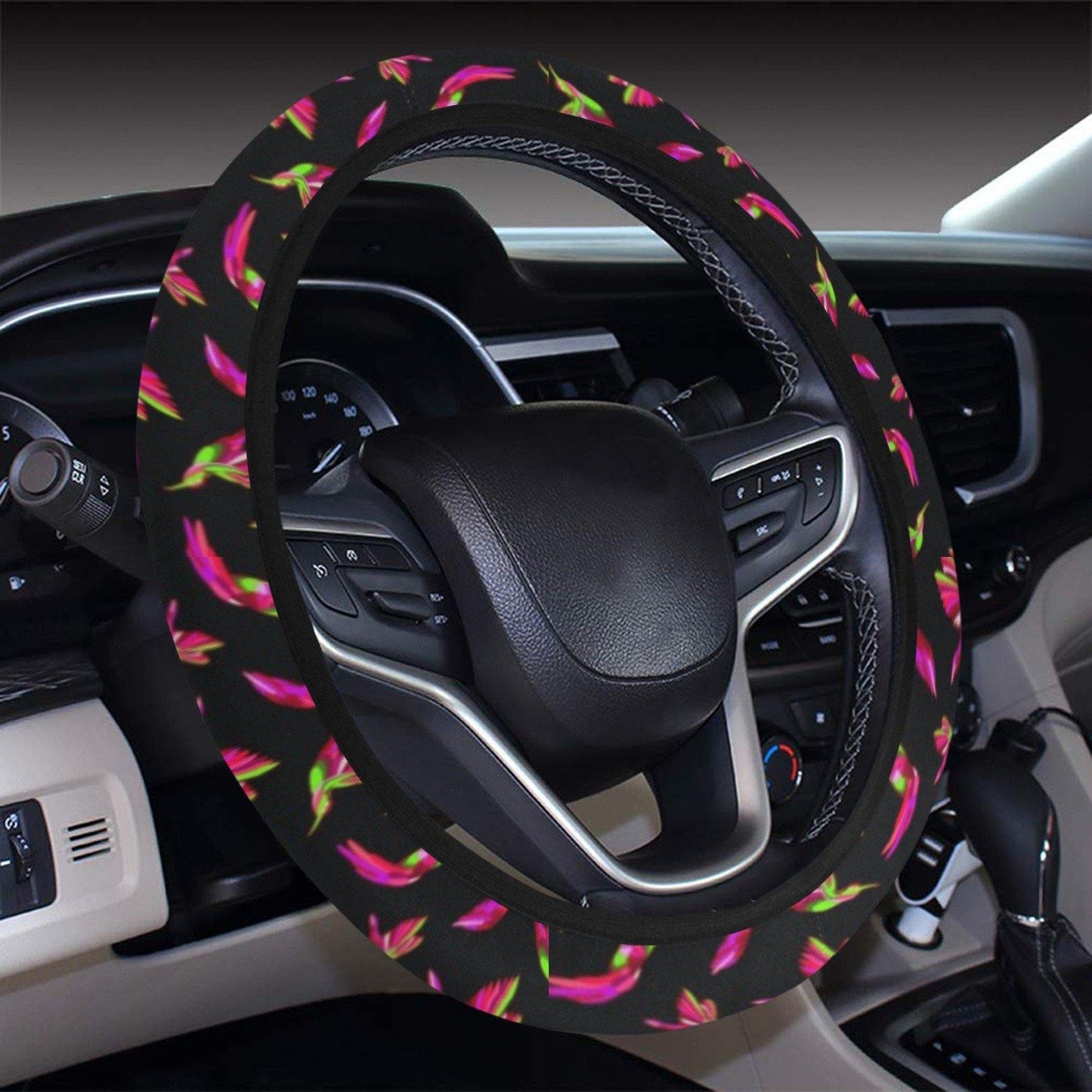 Red Swift Colourful Black Steering Wheel Cover with Elastic Edge Steering Wheel Cover with Elastic Edge e-joyer